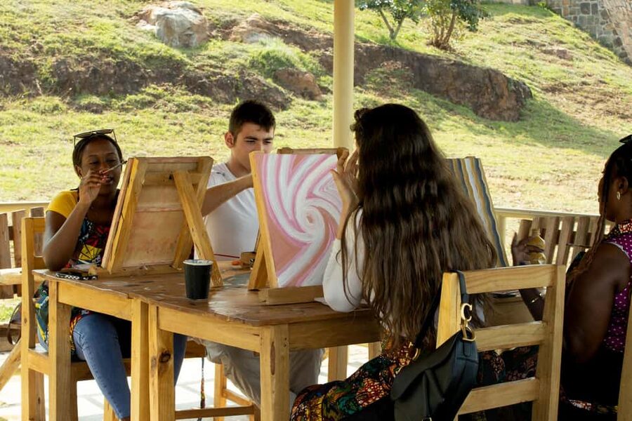 Kigali:Traditional Imigongo Painting with an Incredible View - Finishing a personal Imigongo souvenir