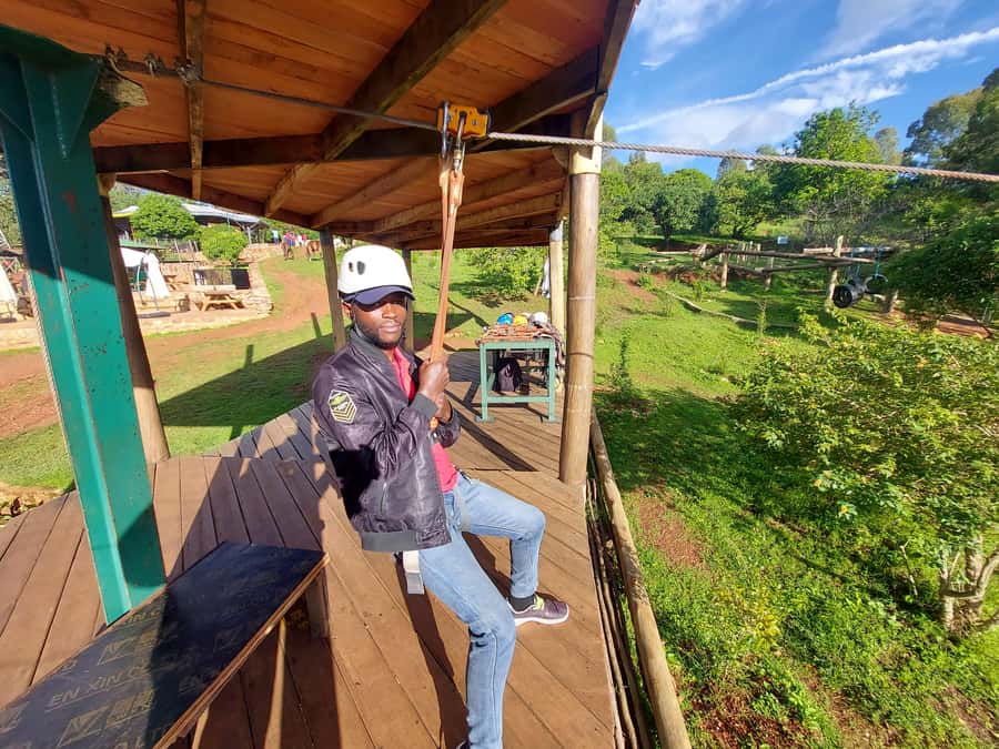 Kigali: Zip-line Experience in Mount Kigali - Getting ready for the first ride